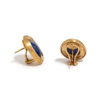 ANGELA CUMMINGS, YELLOW GOLD AND LAPIS LAZULI EARCLIPS