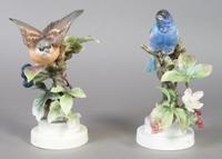 A Pair of Royal Worcester Dorothy Doughty Birds, Indigo Bunting, Height 9 inches.