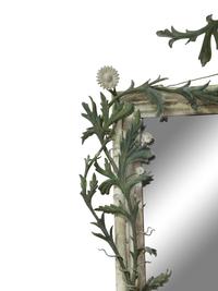 A Green Tole Peinte Foliate Mounted Mirror