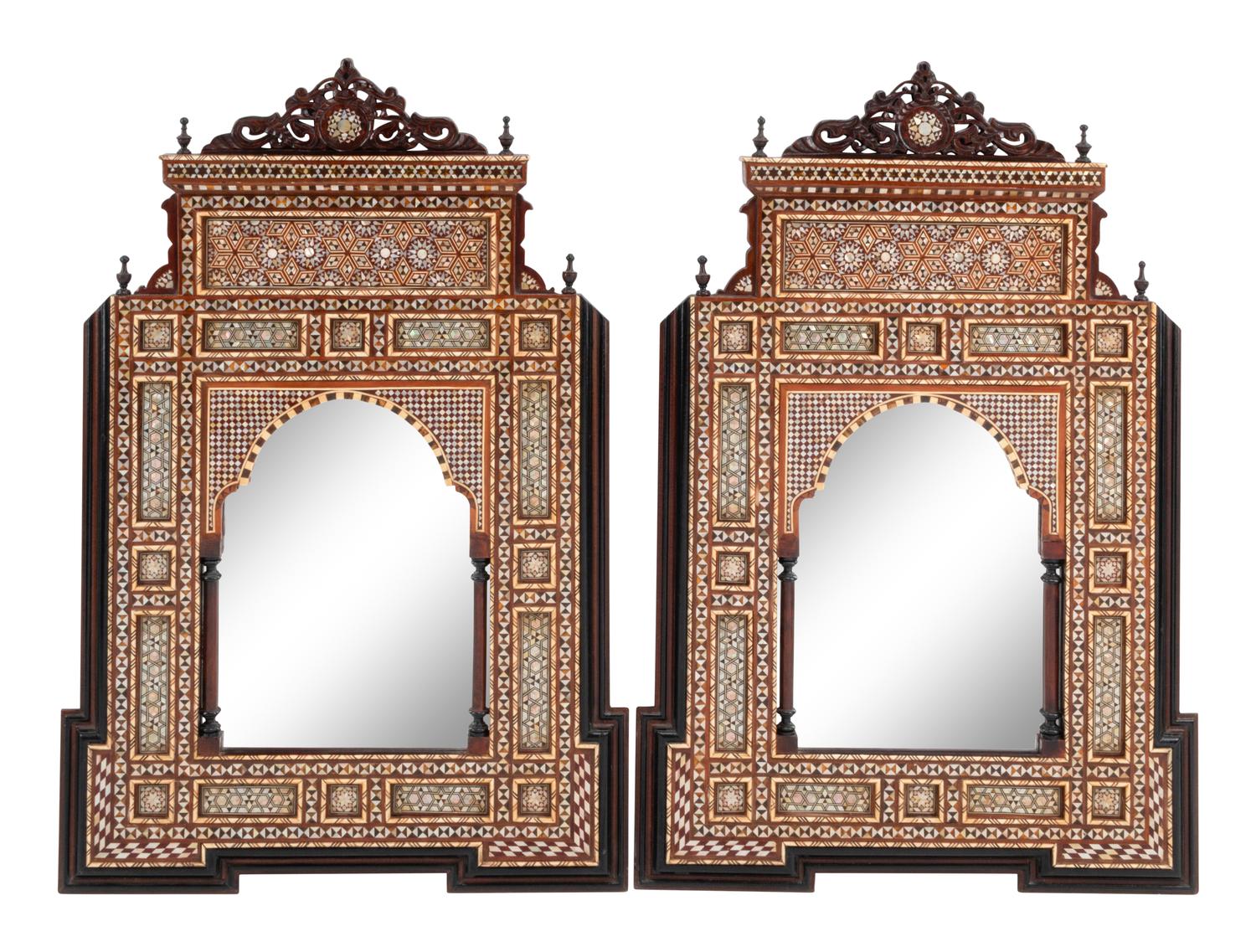 A Pair of Moorish Marquetry Mirrors