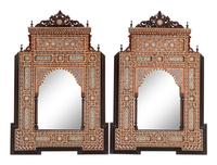 A Pair of Moorish Marquetry Mirrors