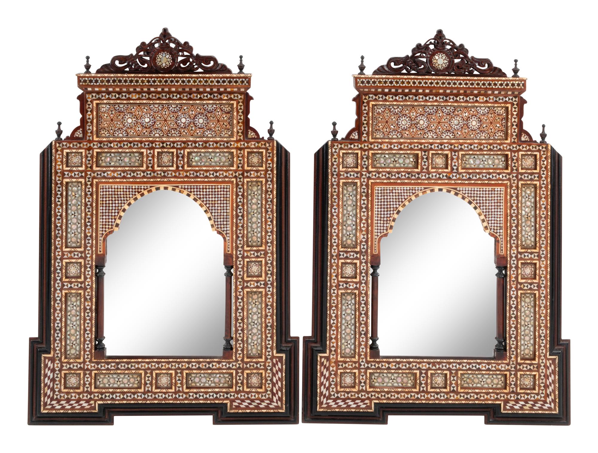 A Pair of Moorish Marquetry Mirrors
