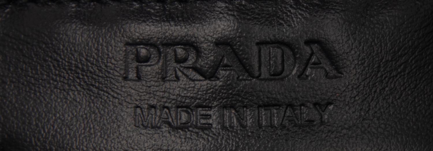 PRADA, BLACK CROCHET TOTE BAG