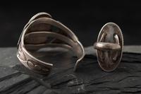 Navajo Silver and #8 Turquoise Cuff Bracelet and Ring, Marked UITA22