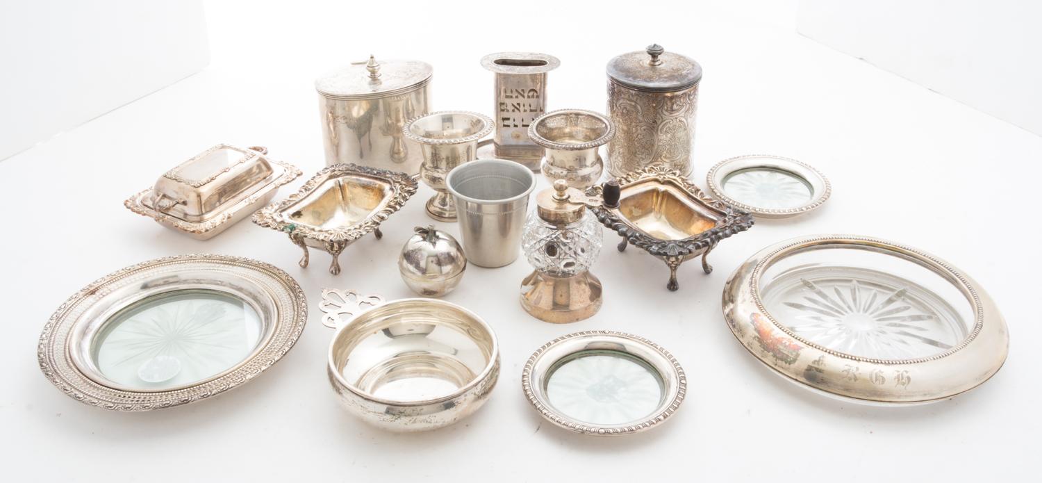 Group of Silver and Silver-Plate Small Table Articles Diameter of largest 7 inches. — American, 20th Century