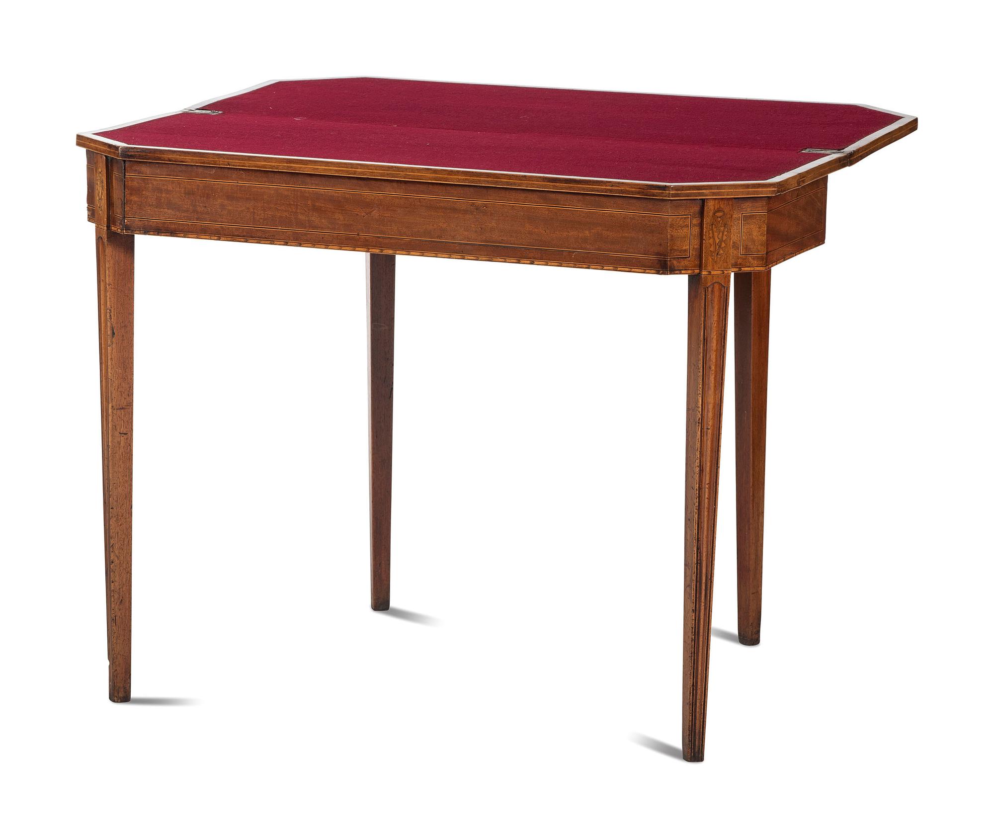A George III Mahogany and Marquetry Flip-Top Table