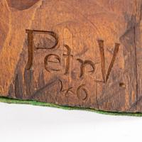 A Carved Wood Sculpture and a Venetian Style Carved Walnut Pedestal