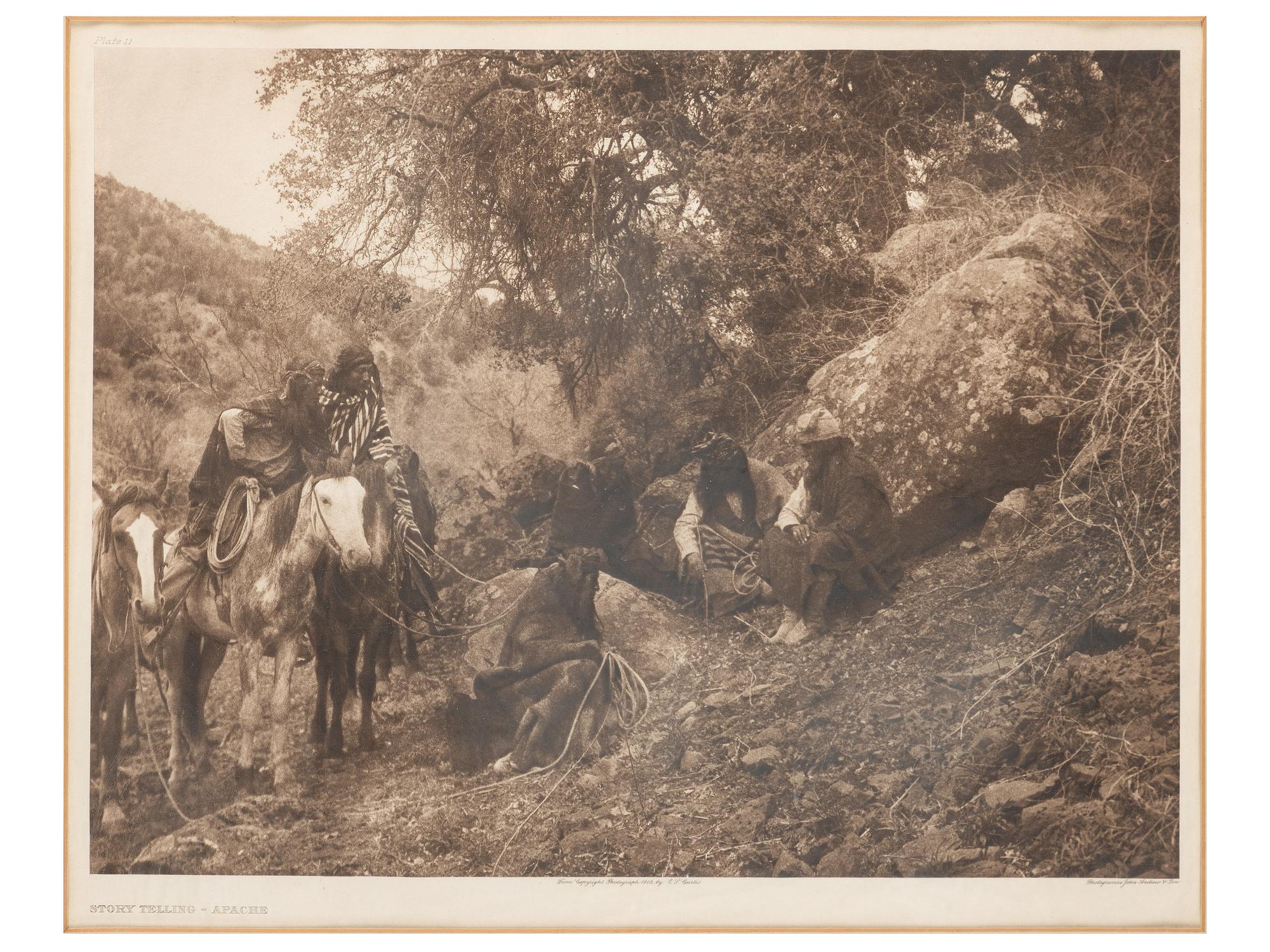 [NATIVE AMERICANS]. CURTIS, Edward (1868-1952), photographer. Story Telling - Apache. (Plate 11, portfolio 1)