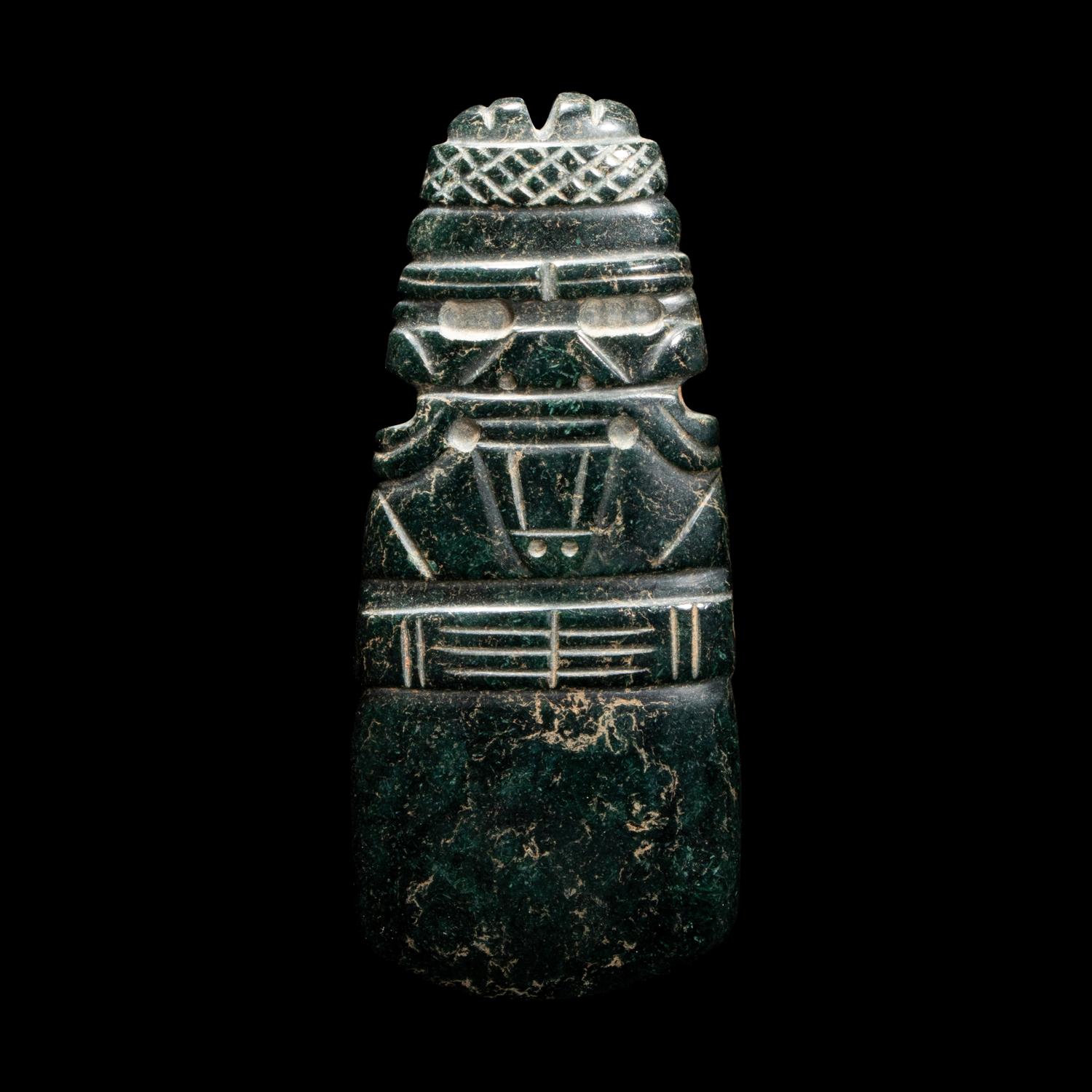 A Costa Rican Jade Parrot Axe God Pendant