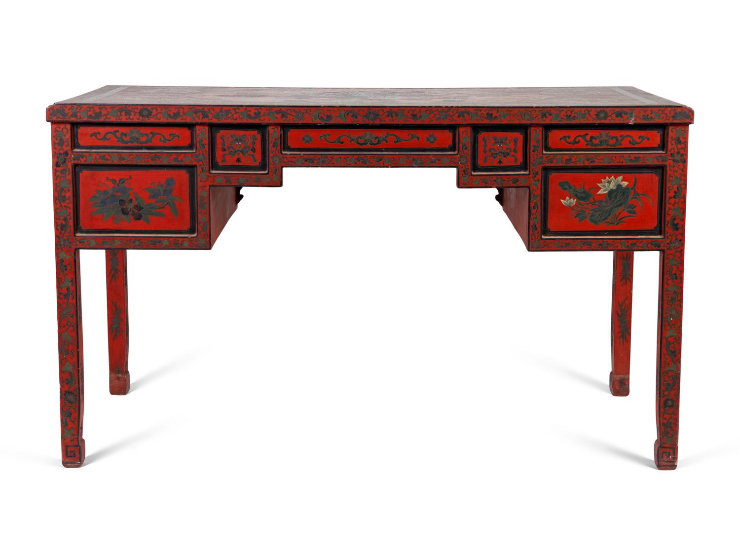 A Chinese Red Lacquer Desk — EARLY 20TH CENTURY