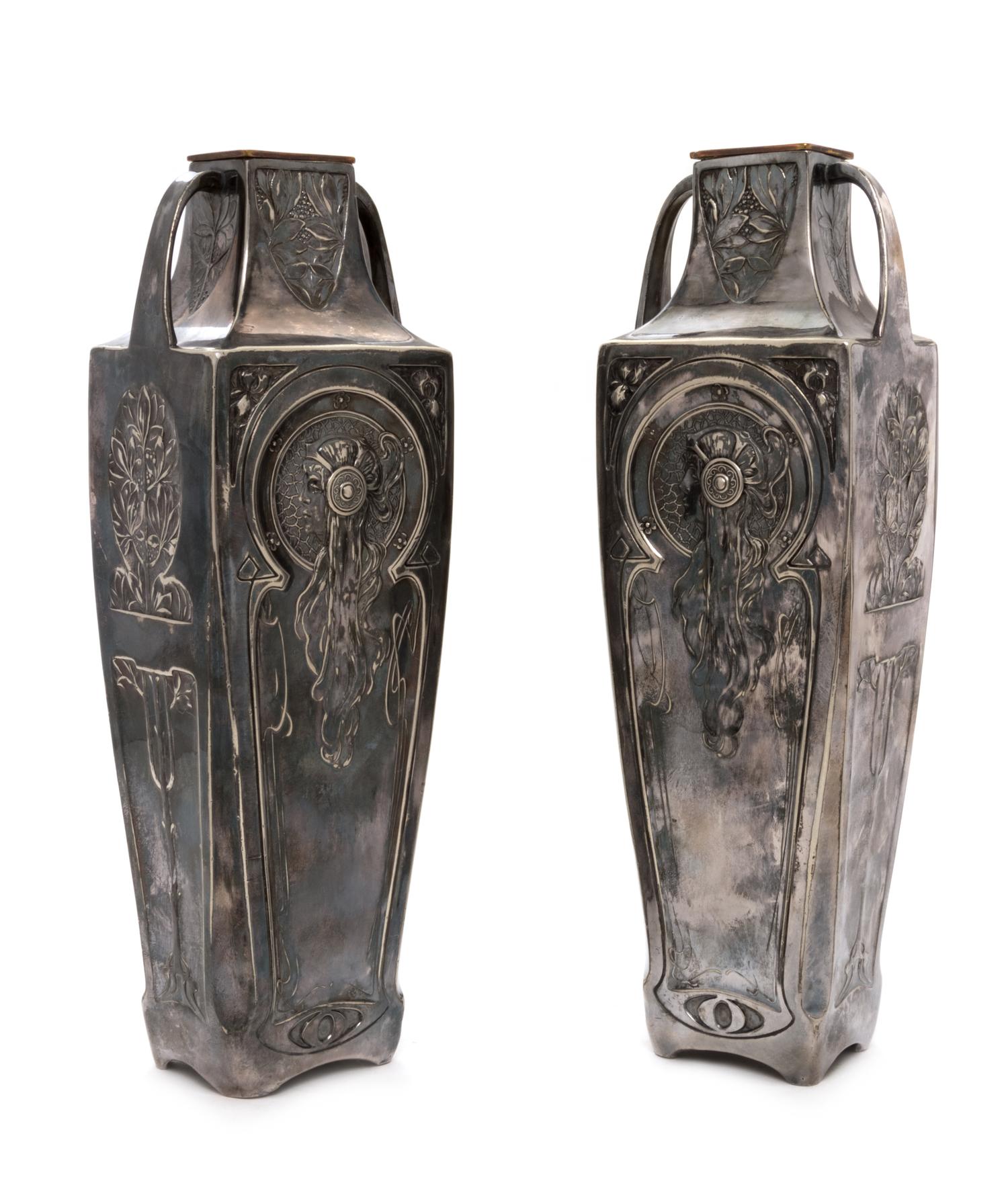 Pair of Handled Figural Vases