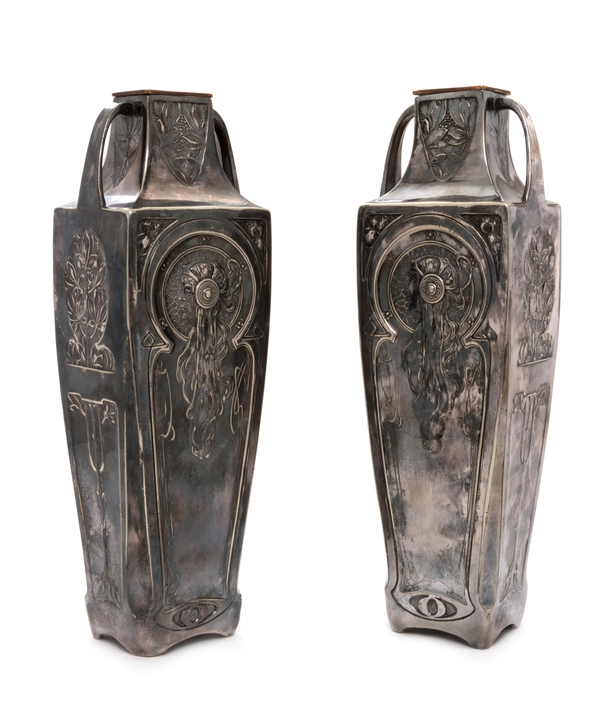 Pair of Handled Figural Vases