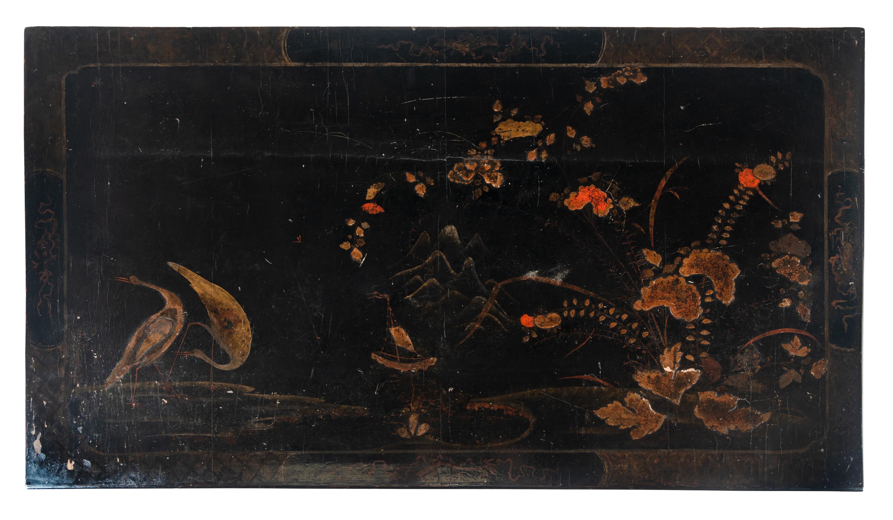 A William and Mary Black and Gilt-Japanned Chest of Drawers