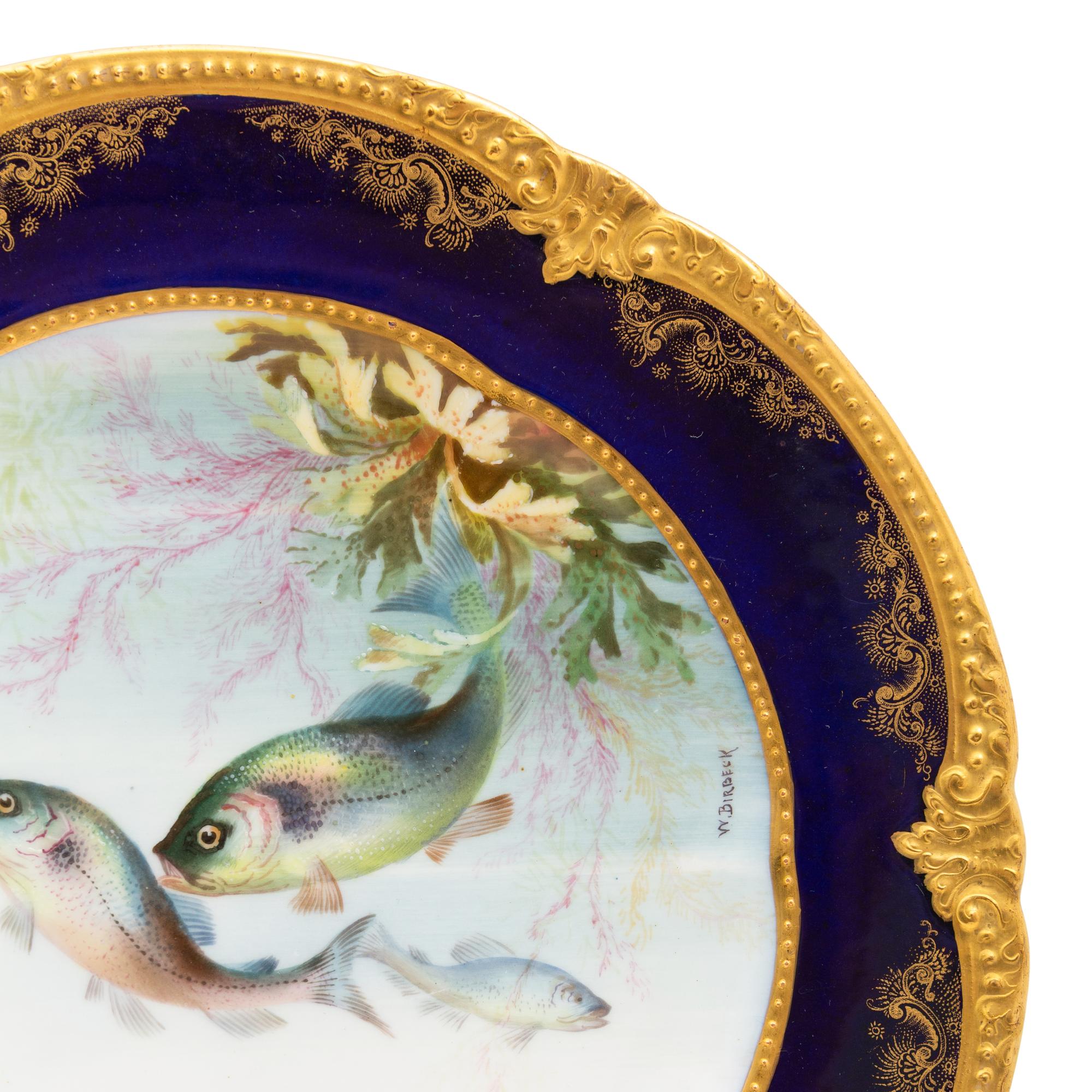 A Set of Twelve English Porcelain Fish Plates