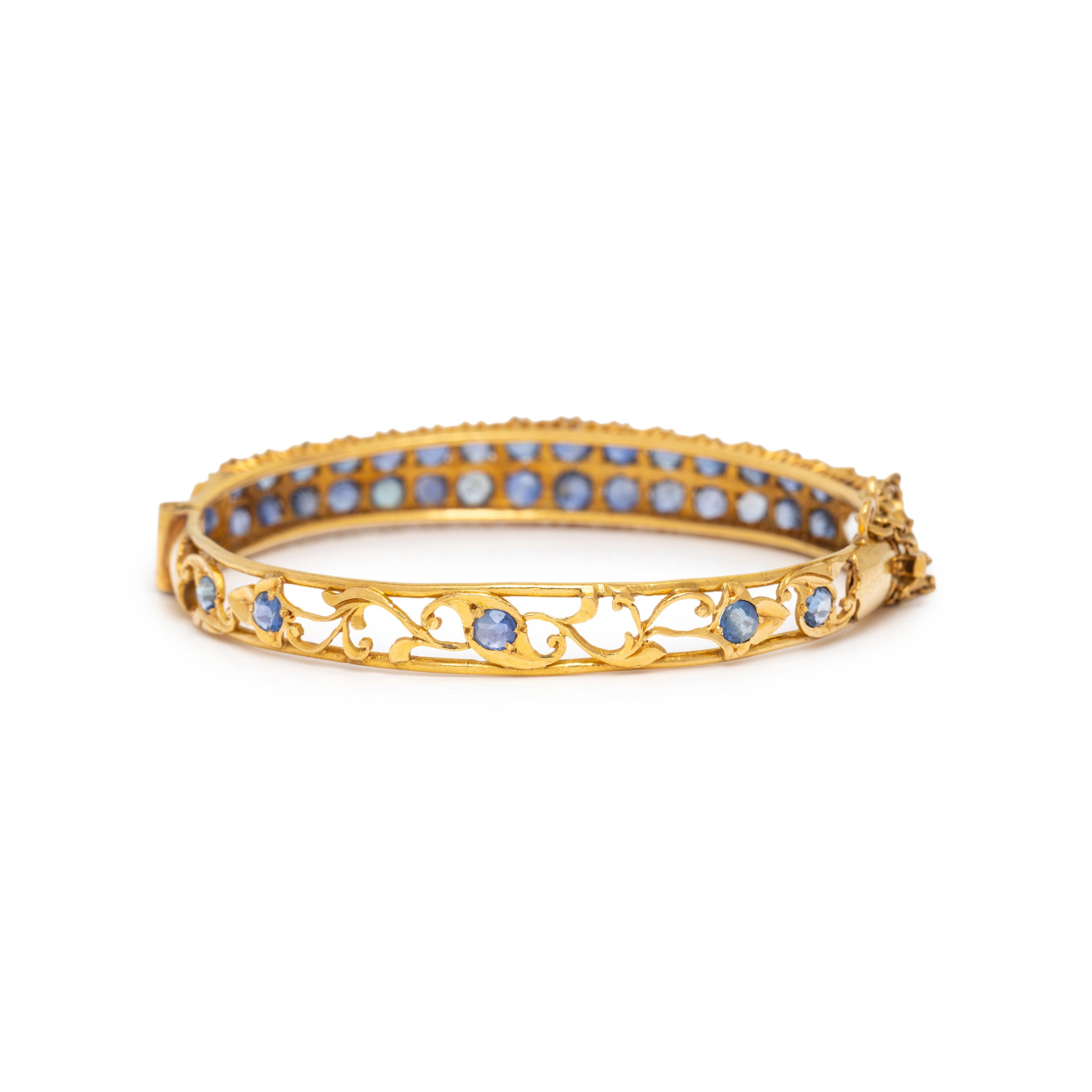SAPPHIRE AND YELLOW GOLD BANGLE BRACELET