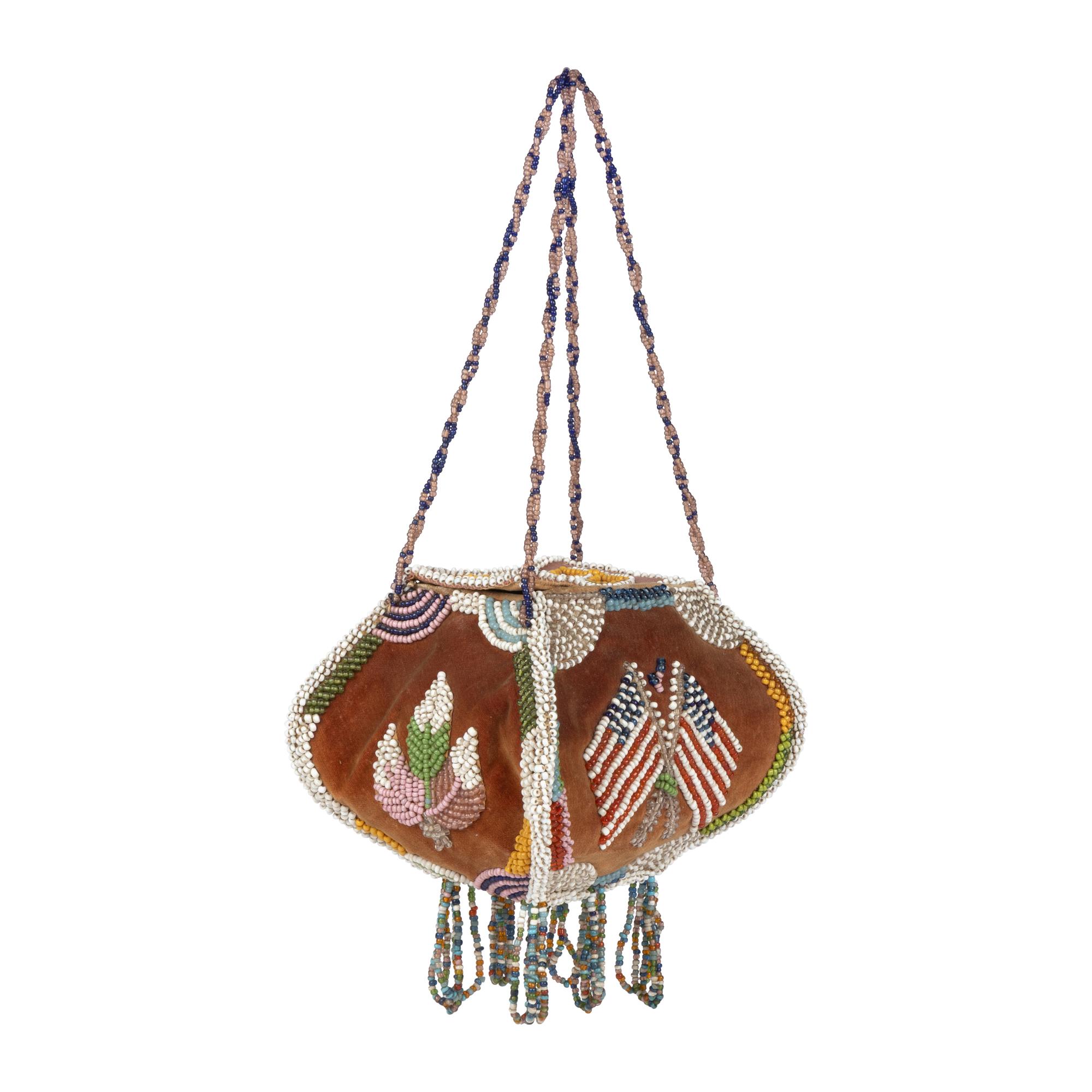 Great Lakes Beaded Purse, with American Flags