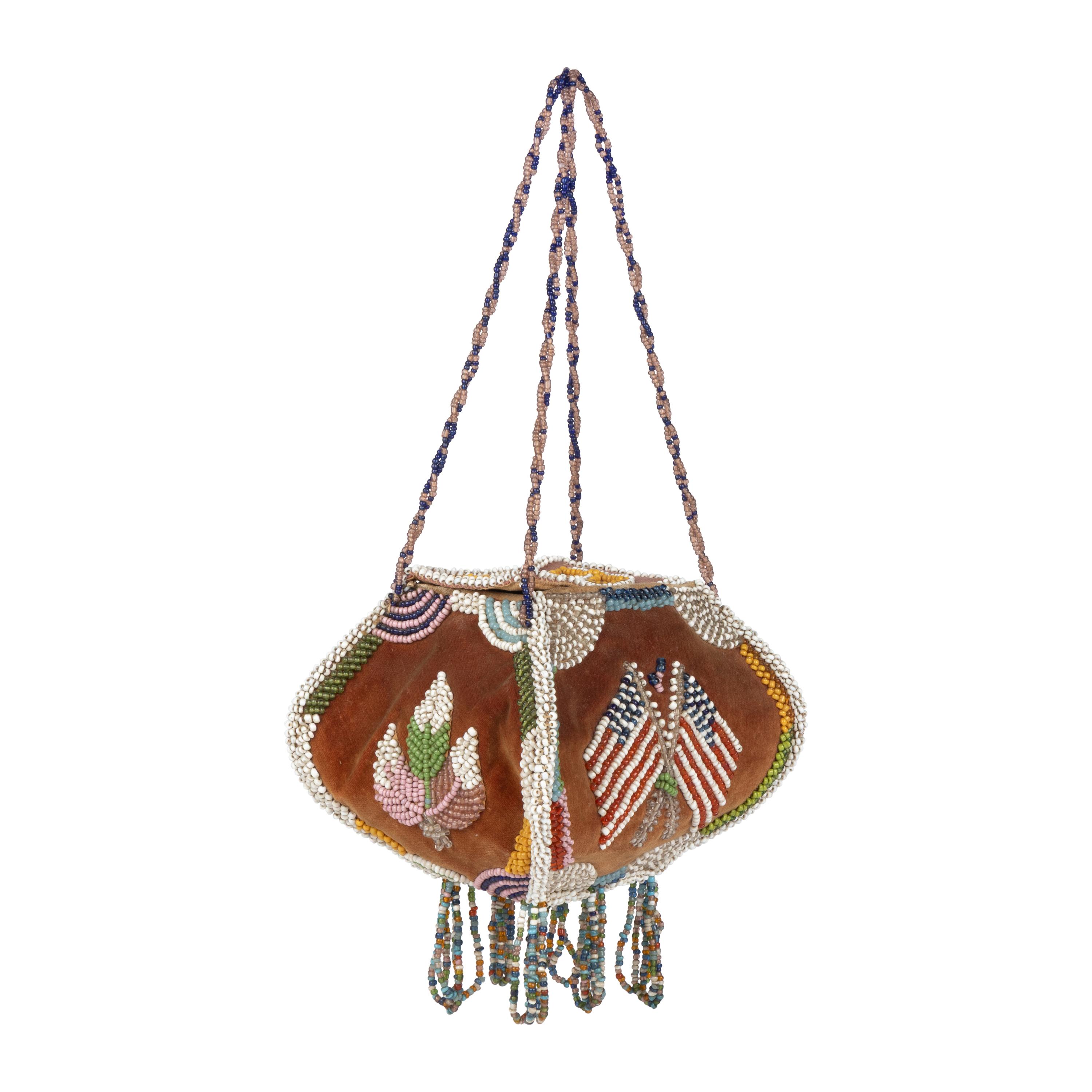 Great Lakes Beaded Purse, with American Flags