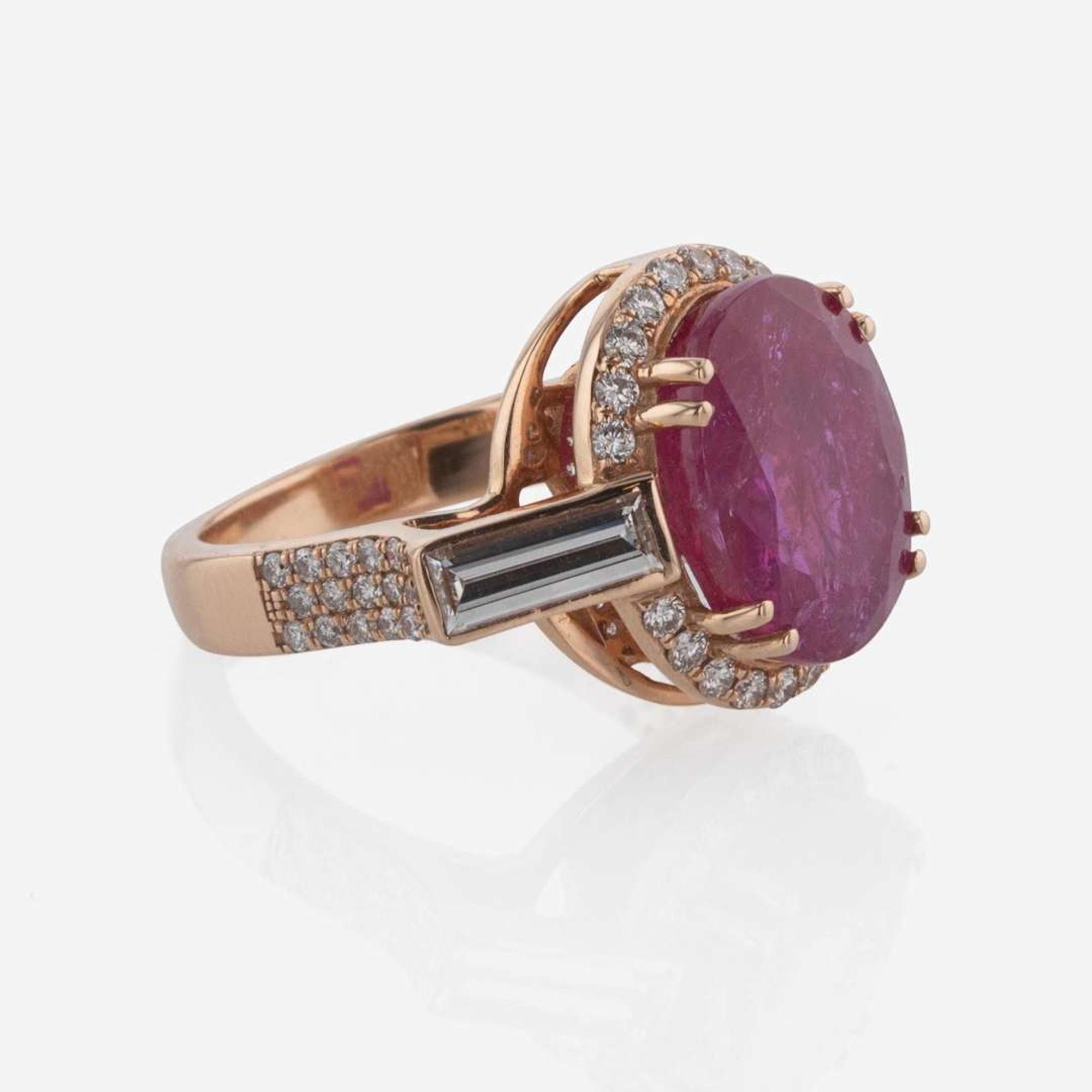 A Ruby, Diamond, and 18K Rose Gold Ring