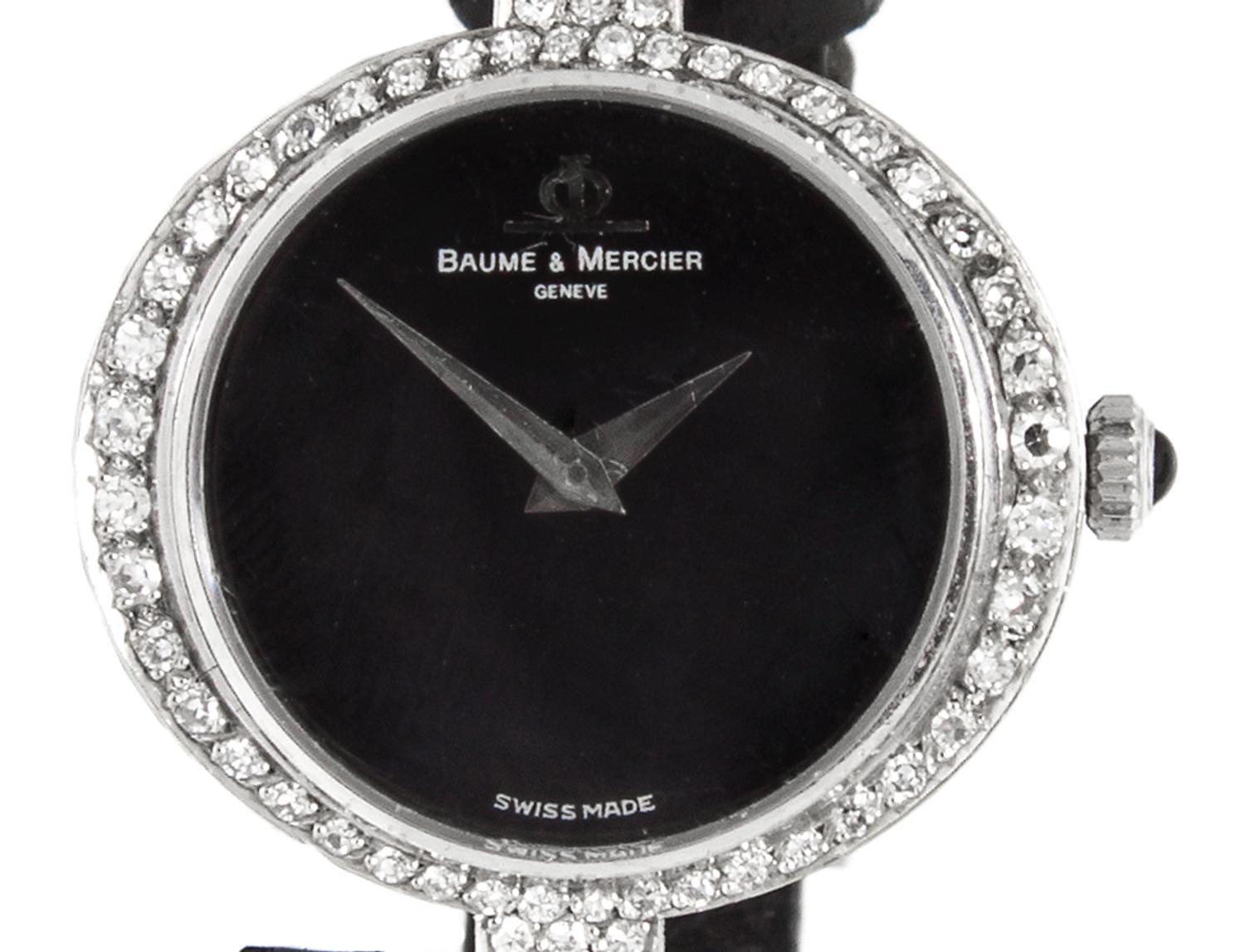 An 18 Karat White Gold and Diamond Wristwatch, Baume & Mercier,