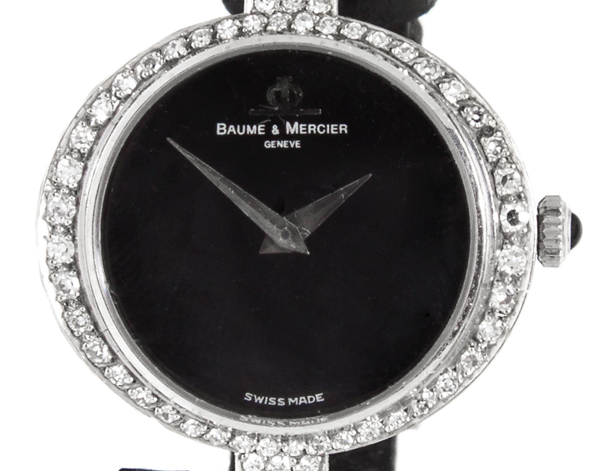 An 18 Karat White Gold and Diamond Wristwatch, Baume & Mercier,