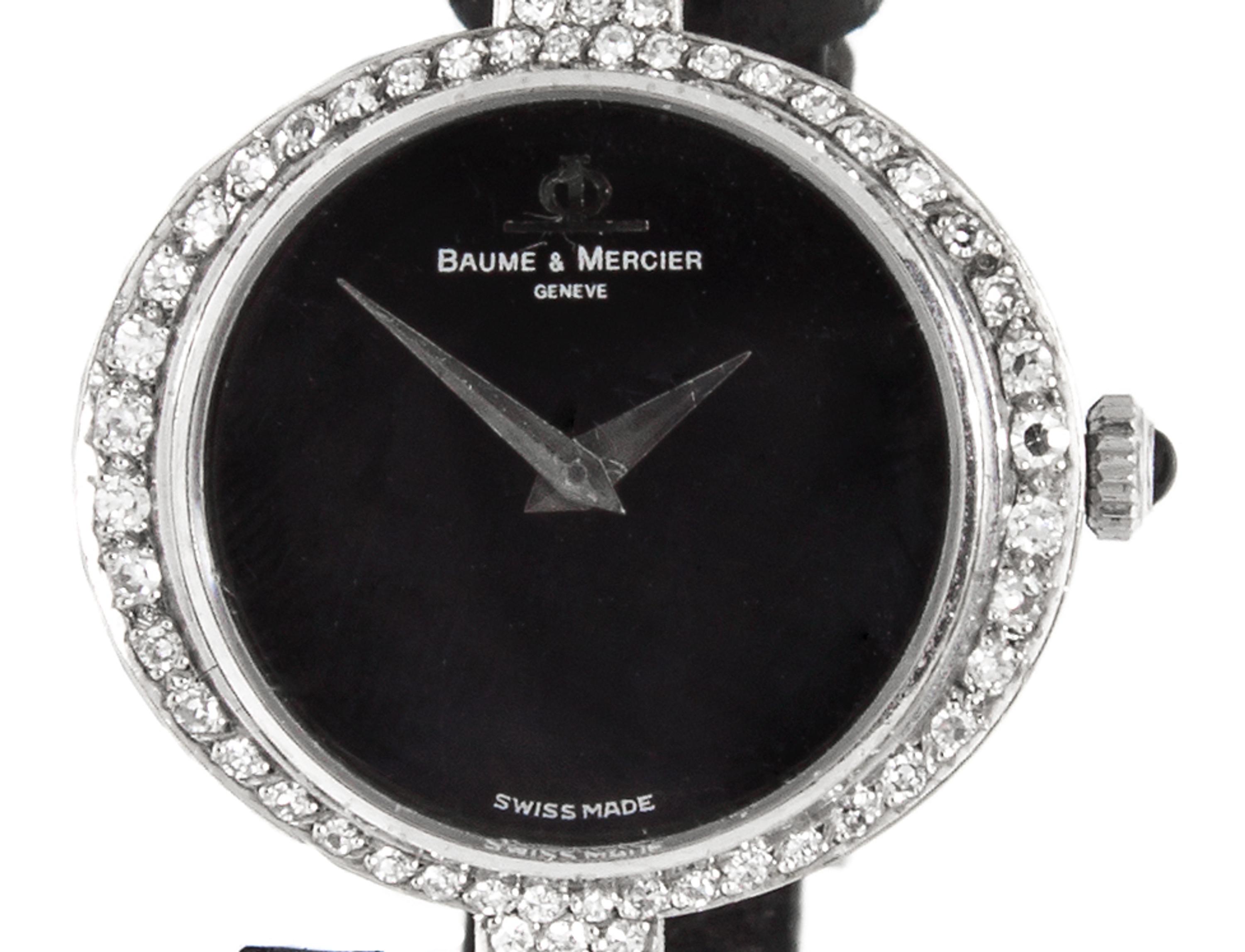 An 18 Karat White Gold and Diamond Wristwatch, Baume & Mercier,