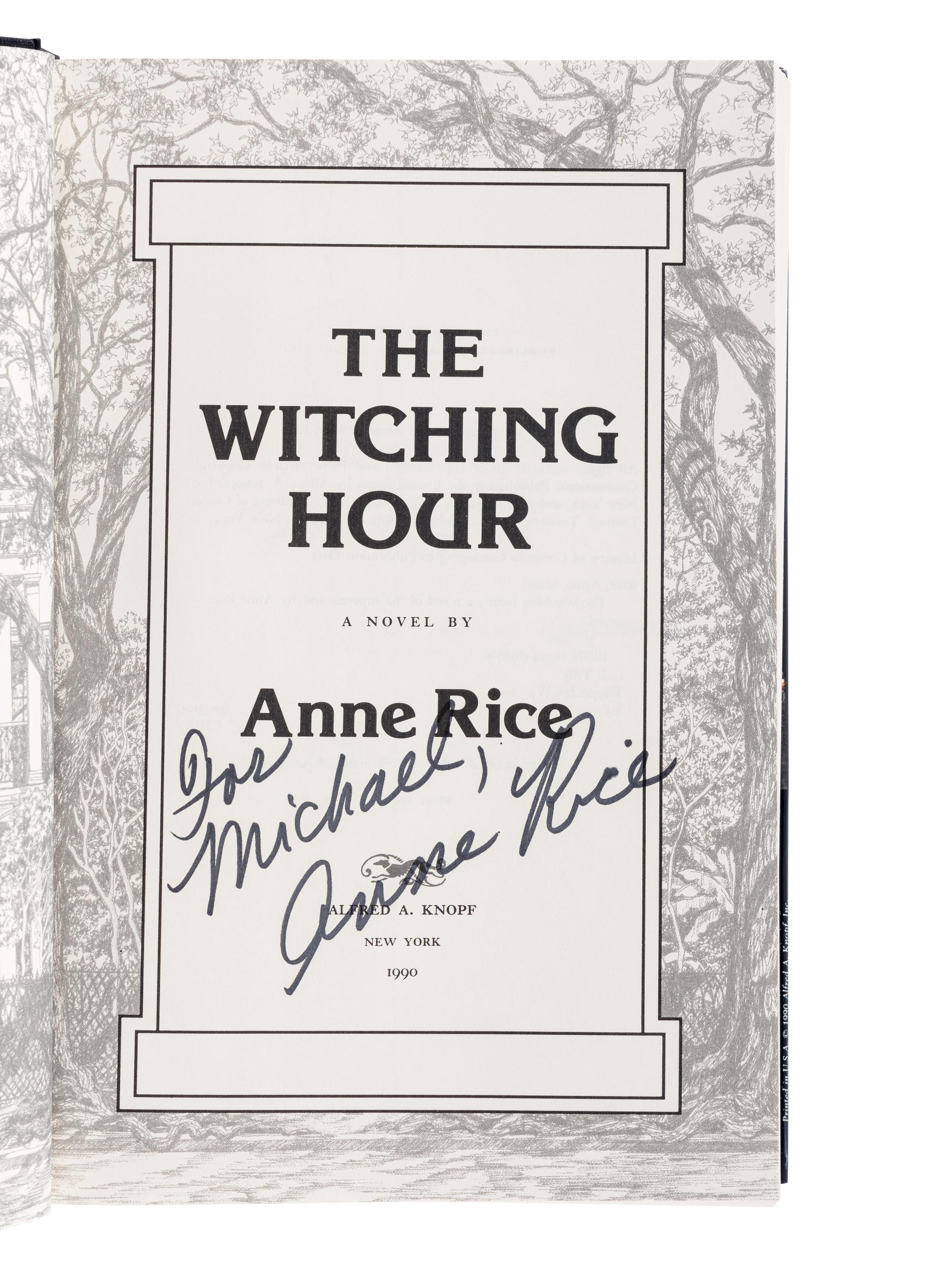 RICE, Anne (1941-2001). A group of 7 works by Rice, ALL FIRST EDITIONS, MANY SIGNED OR INSCRIBED, comprising: