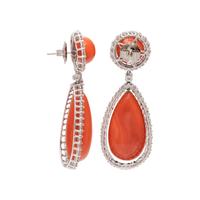 CORAL AND DIAMOND EARRINGS