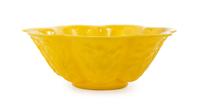A Chinese Yellow Peking Glass Lobed Bowl 19TH CENTURY Diameter 9 3/4 inches. — 19TH CENTURY