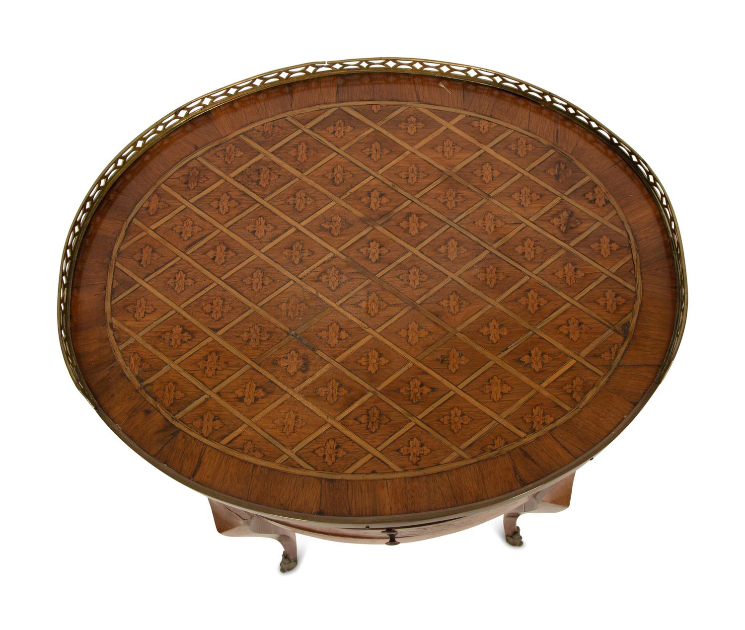A Louis XV Style Parquetry Side Table with a Secret Side Drawer