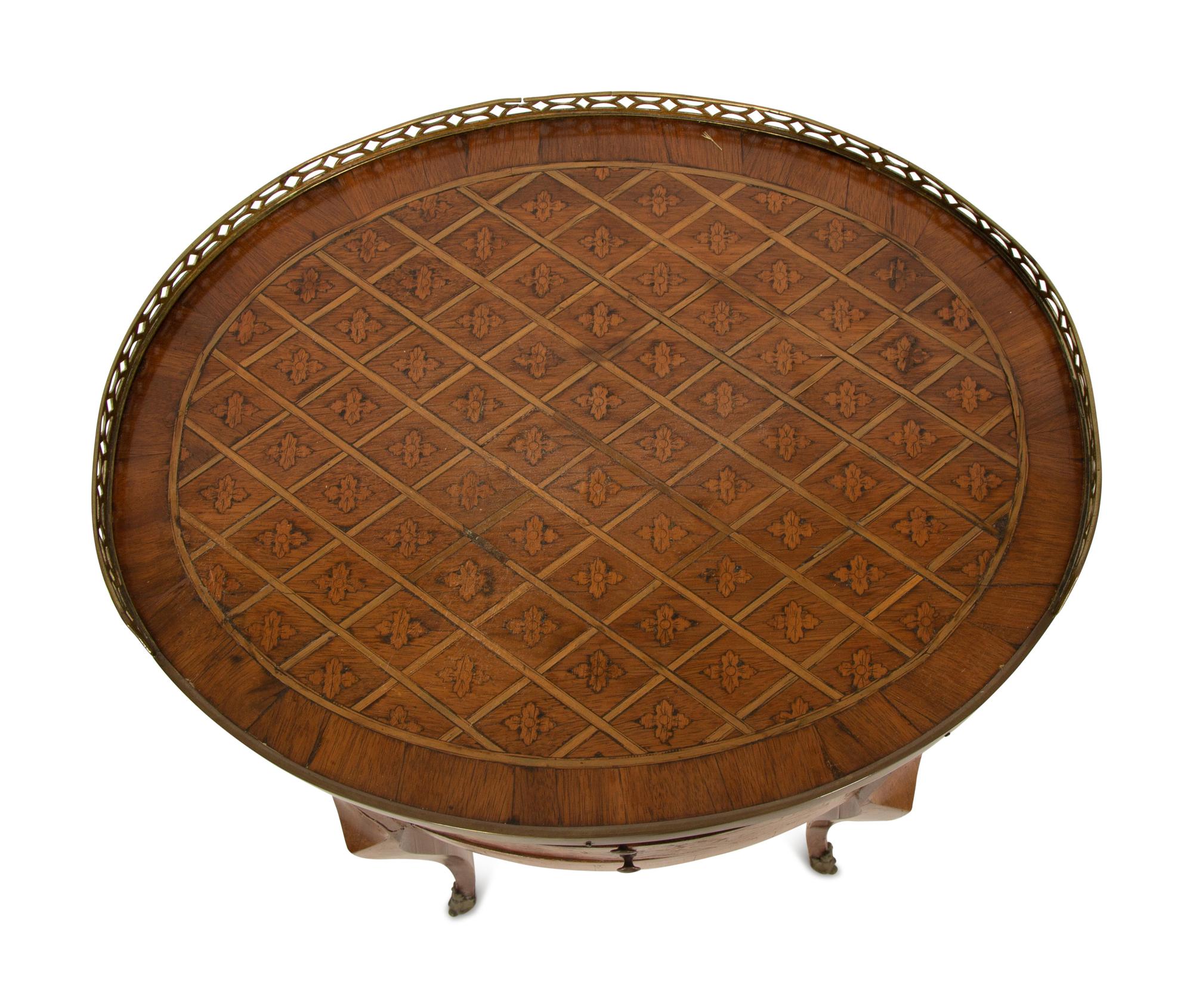 A Louis XV Style Parquetry Side Table with a Secret Side Drawer