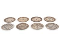 Group of Heavily Stamped Silver Coasters