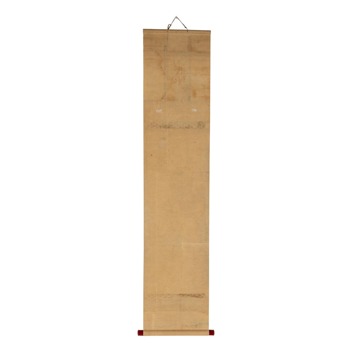 A Japanese Woodblock Print of a Geisha Mounted as a Hanging Scroll, Early 20th Century