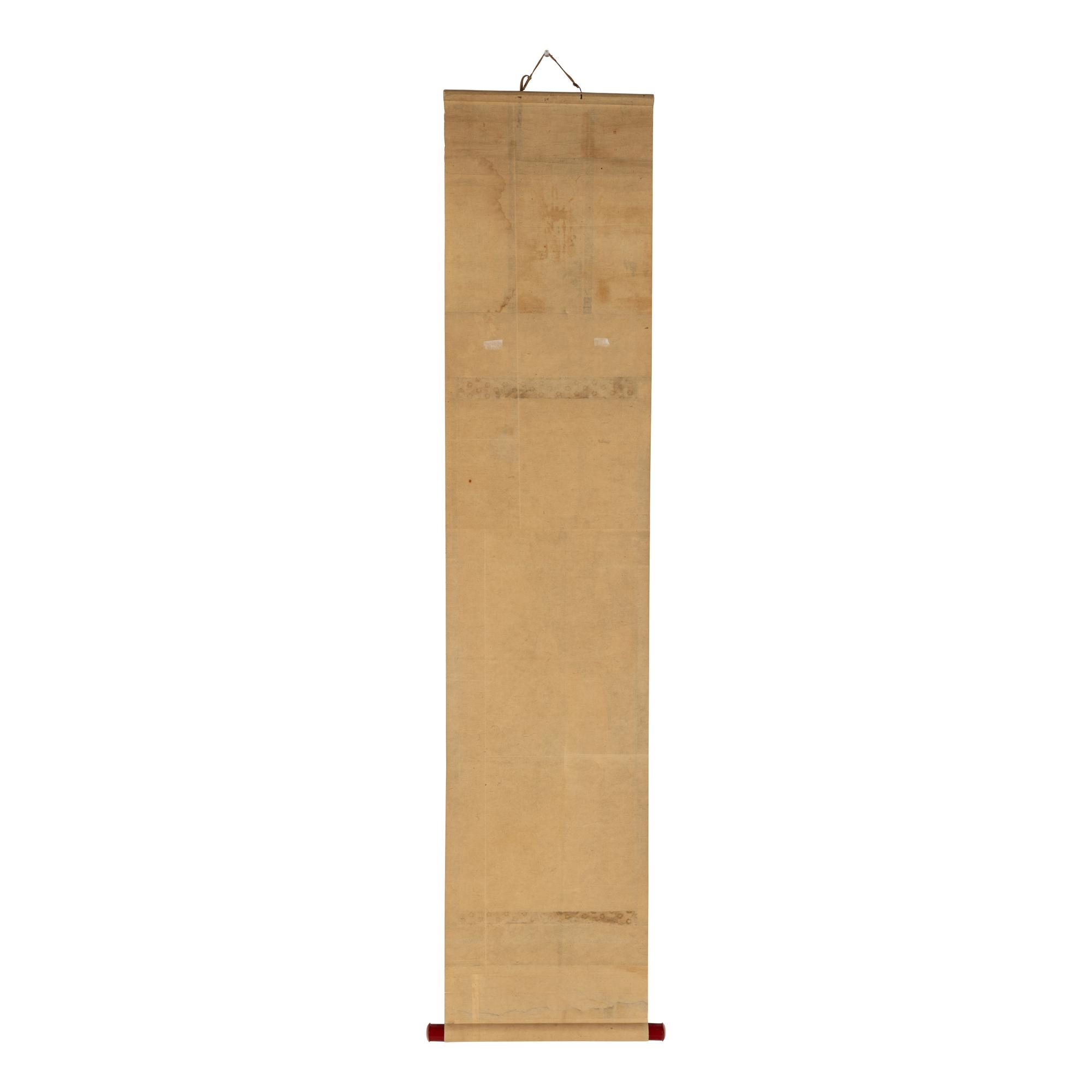 A Japanese Woodblock Print of a Geisha Mounted as a Hanging Scroll, Early 20th Century