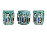 Three Chinese Glazed Porcelain Garden Seats