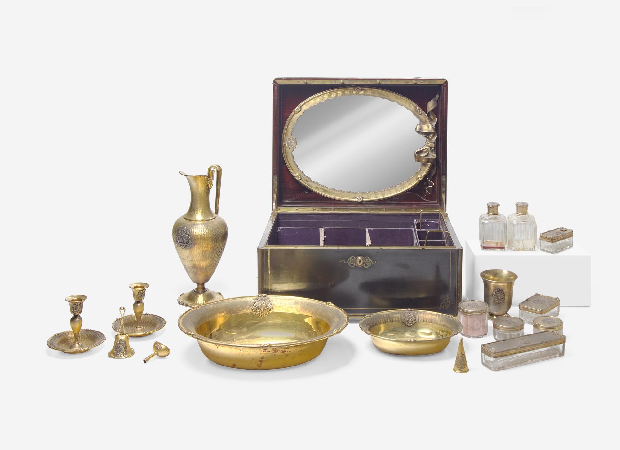 A French Silver and Vermeil Travel Necessaire