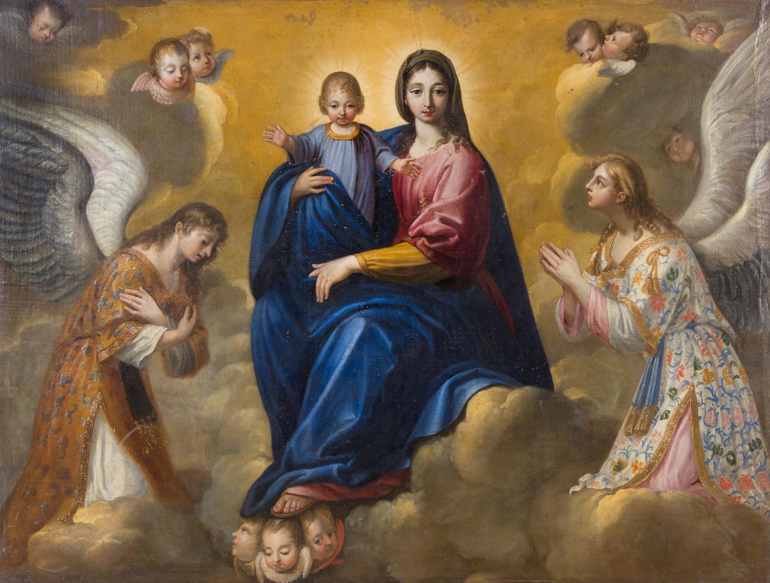 Artist Unknown, (Spanish School, 18/19th century), Madonna and Child Enthroned