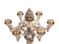 A Pair of Large German Porcelain Figural Six-Light Candelabra