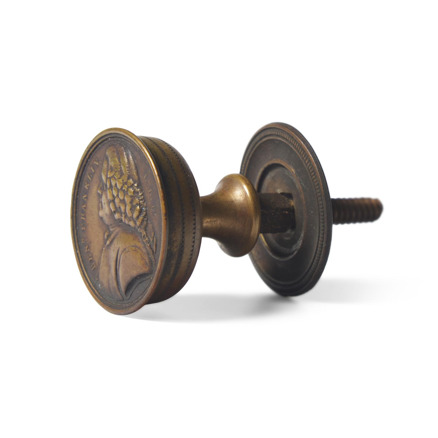An American Cast Brass Benjamin Franklin Drawer Pull