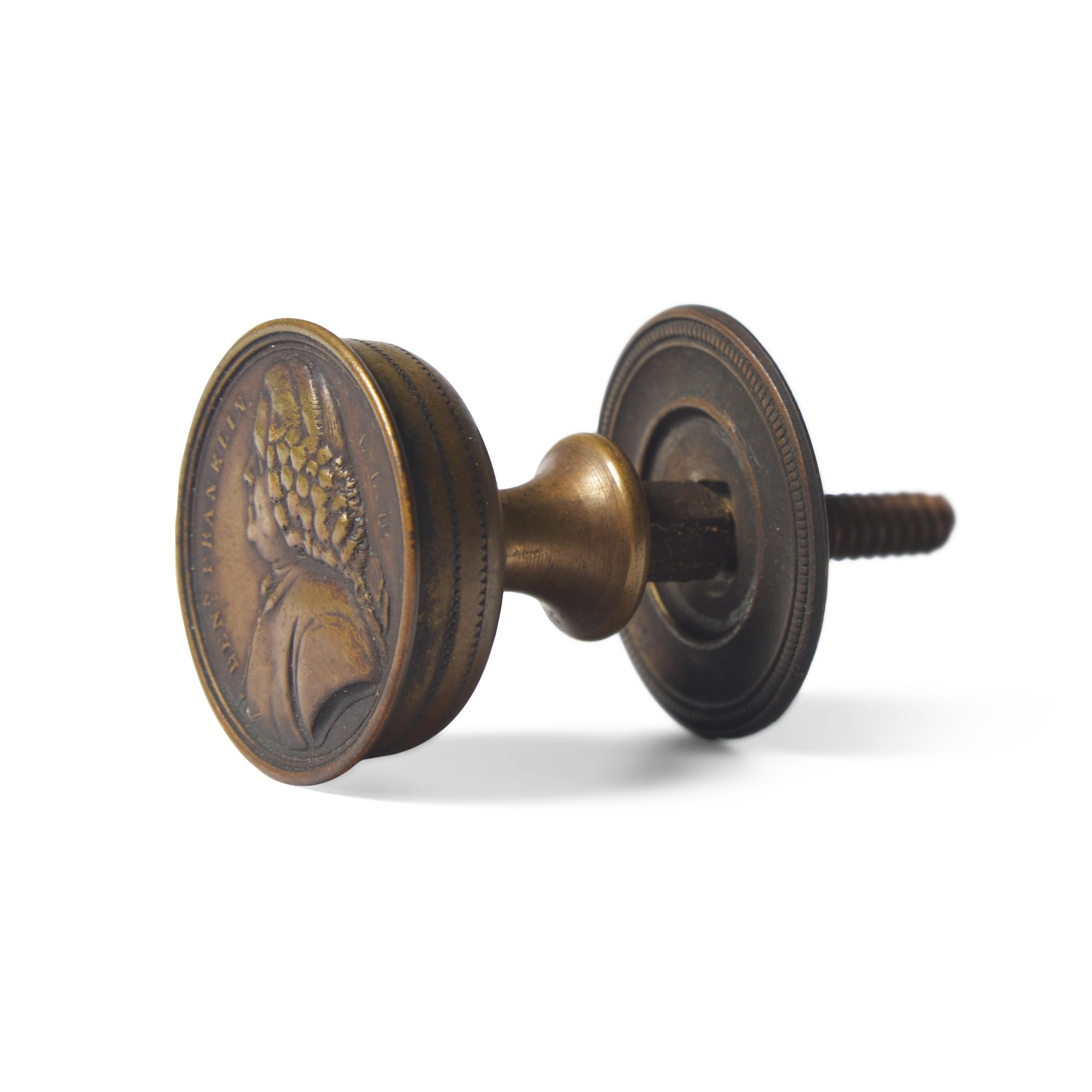 An American Cast Brass Benjamin Franklin Drawer Pull