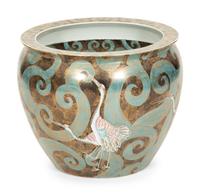 A Chinese Export Jardinière with Crane Decoration
