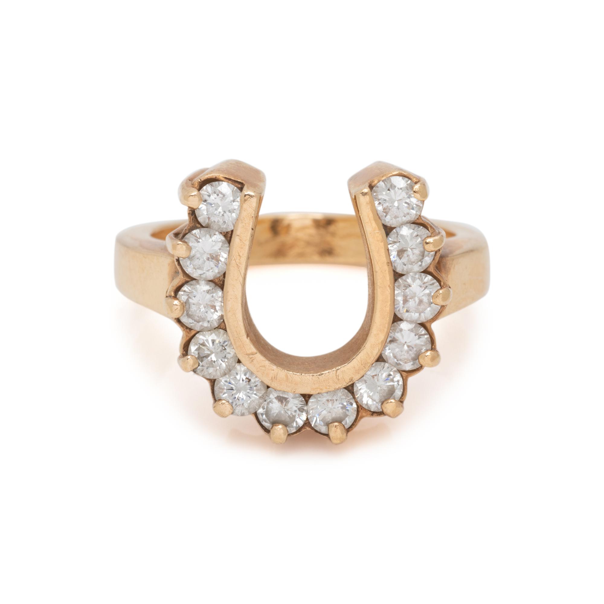 YELLOW GOLD AND DIAMOND HORSESHOE RING