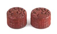 A Pair of Cinnabar Lacquer Circular Boxes and Covers