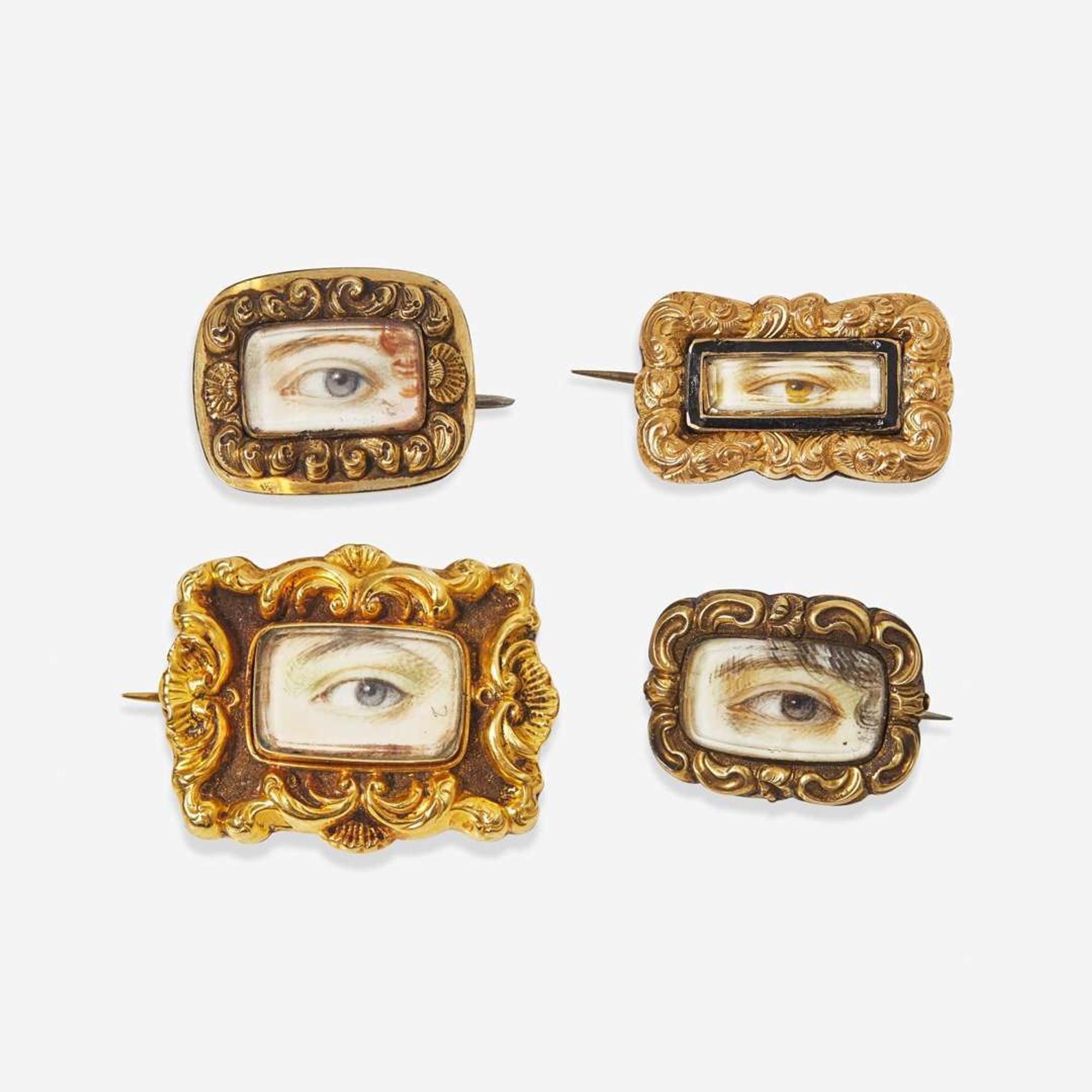 Four Georgian "Lover's Eye" brooches early 19th century