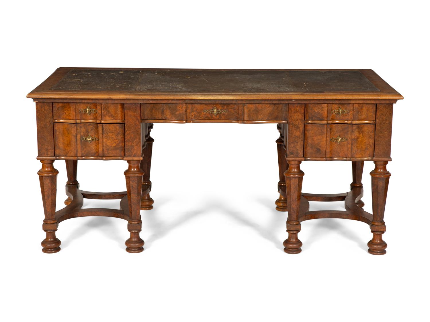 A William and Mary Style Burl Walnut Veneer Writing Desk