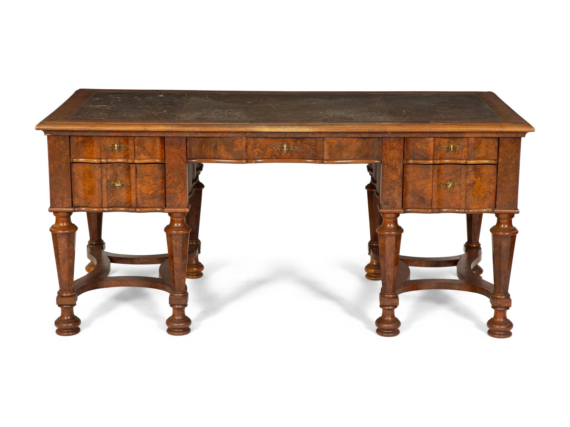 A William and Mary Style Burl Walnut Veneer Writing Desk