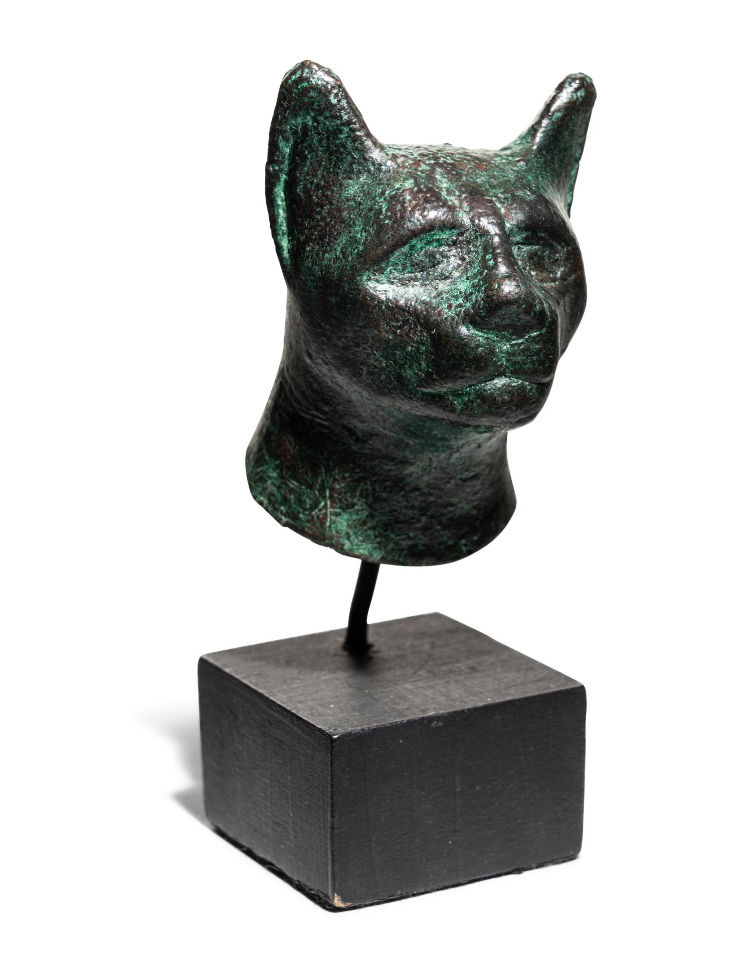 An Egyptian Bronze Cat Head