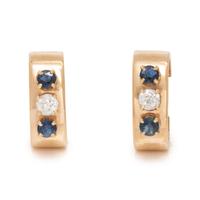 YELLOW GOLD, SAPPHIRE AND DIAMOND EARCLIPS