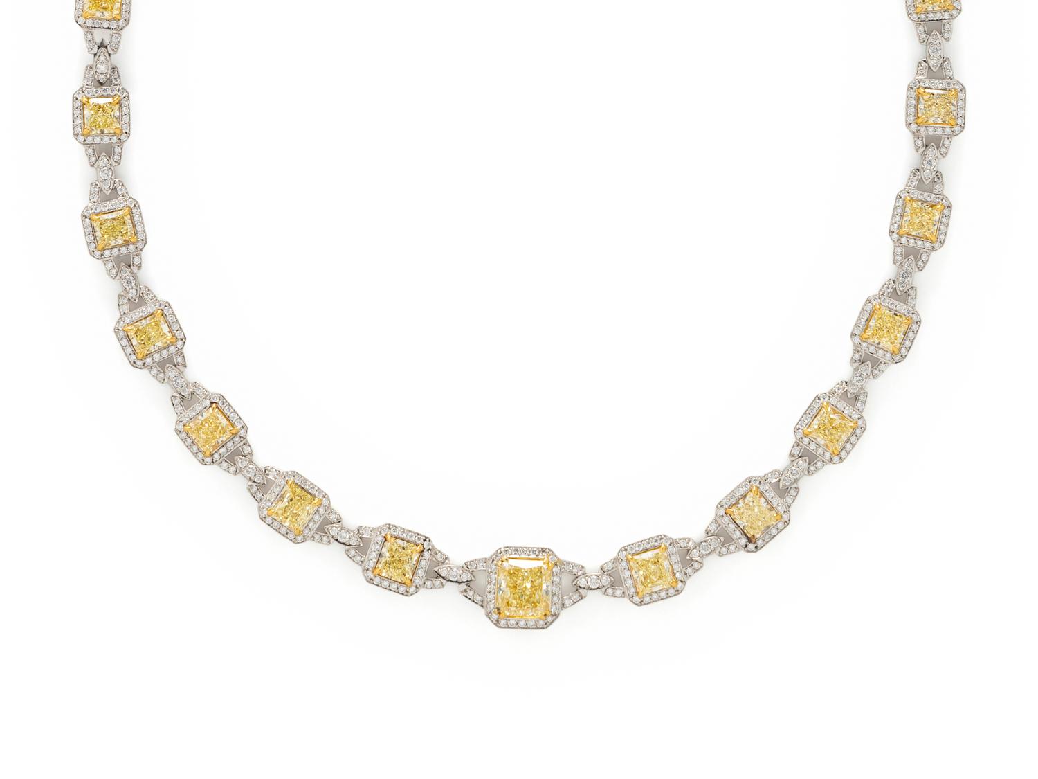 FANCY YELLOW DIAMOND, COLORED DIAMOND, AND DIAMOND NECKLACE