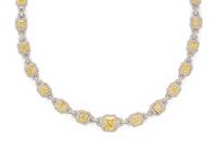FANCY YELLOW DIAMOND, COLORED DIAMOND, AND DIAMOND NECKLACE