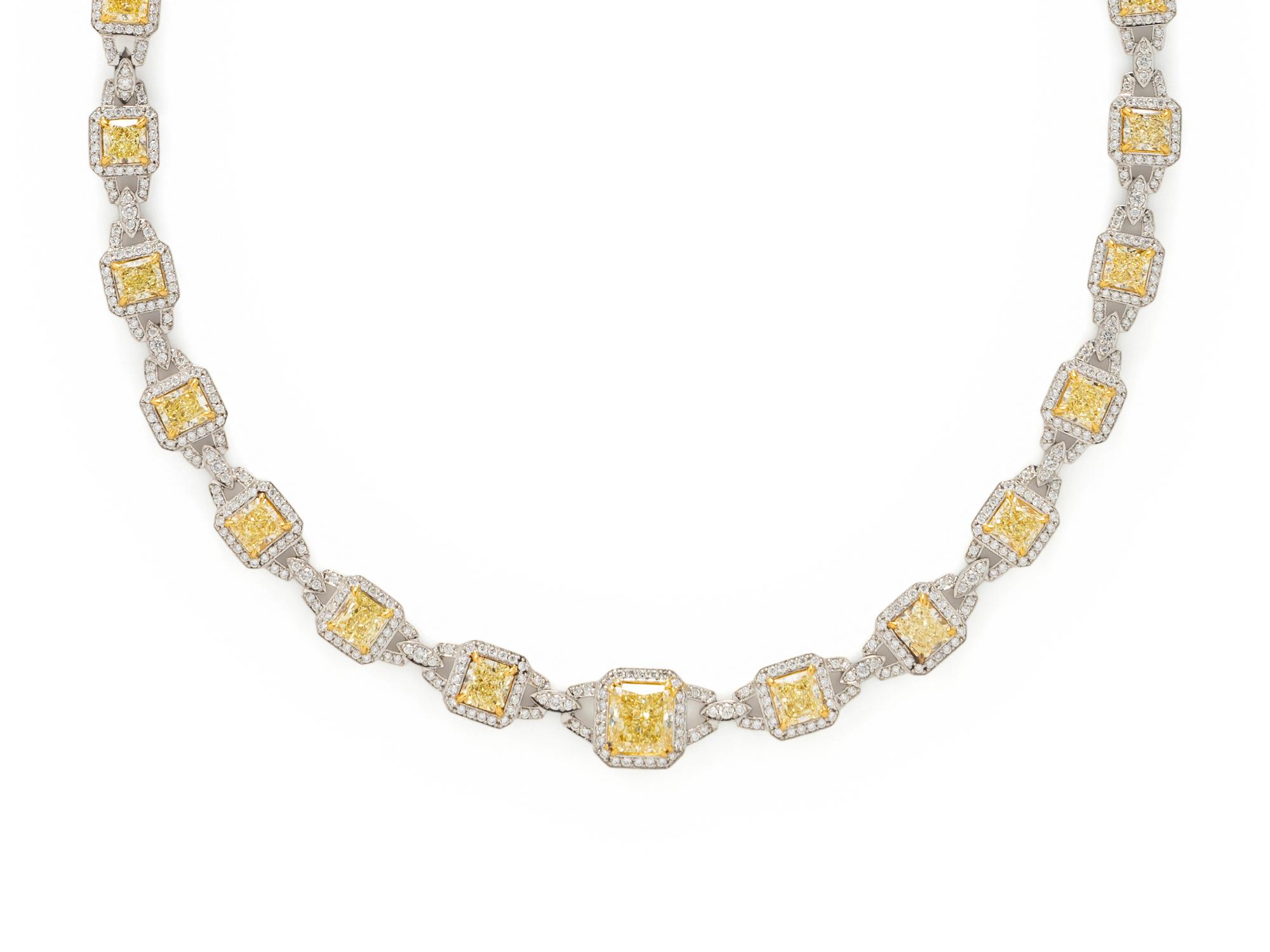 FANCY YELLOW DIAMOND, COLORED DIAMOND, AND DIAMOND NECKLACE